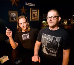 Daron Beck (left), shown here with Pinkish Black bandmate John Teague, died on Thursday.