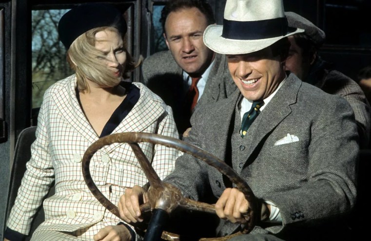 Faye Dunaway, Gene Hackman and Warren Beatty in Bonnie and Clyde, about the infamous Texas outlaws.