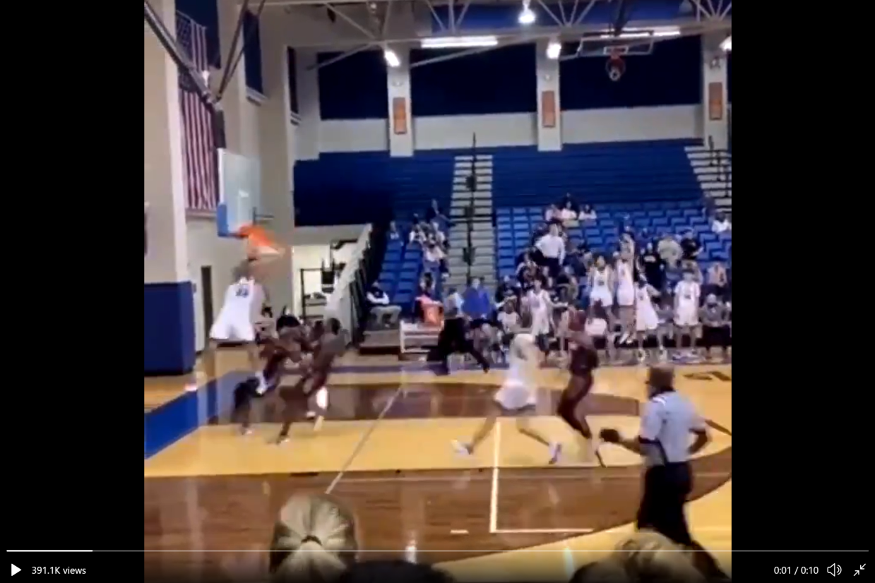 Mullet-Wearing High Schooler’s Slam Dunk Shatters Backboard, Stuns Ref