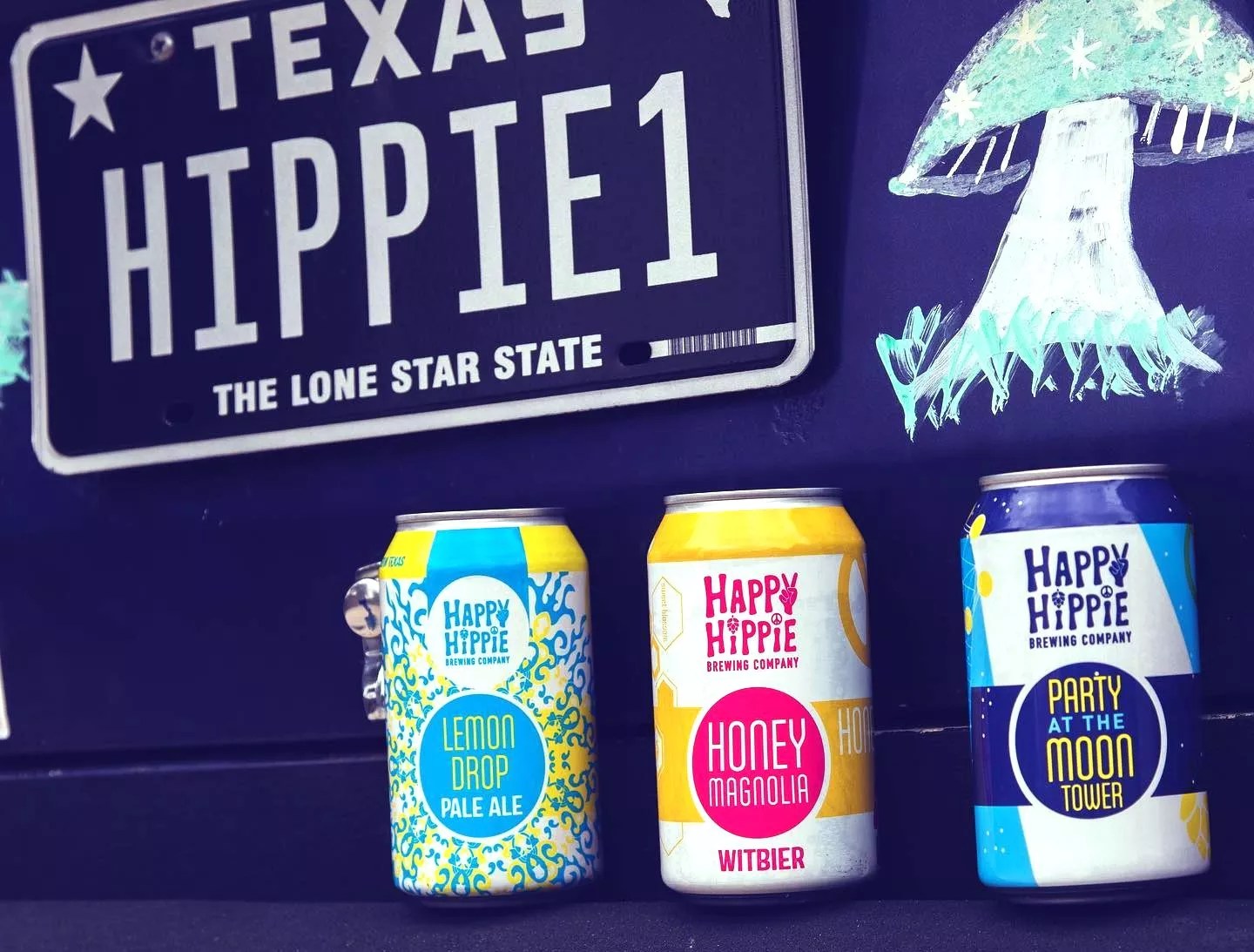 Happy Hippie cans of beer