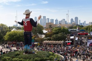 A view of Big Tex's posterior, named "Mitch" after Mitch Glieber.