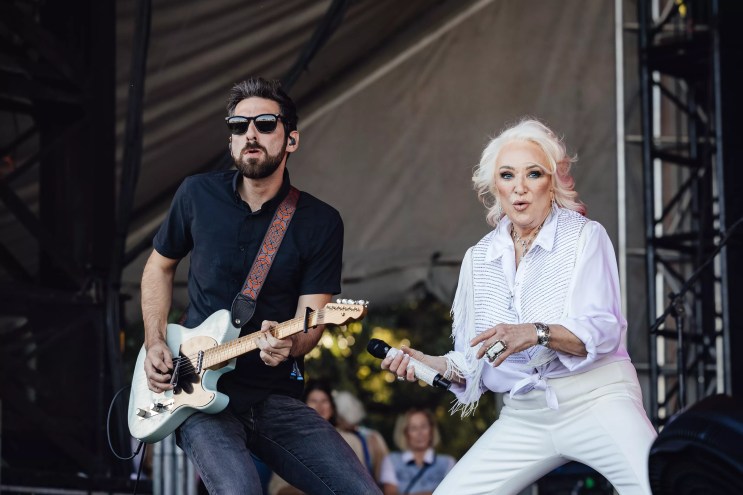 Tanya Tucker giving her trademark shimmy during her set on the T-Mobile stage at Austin City Limits in 2023.