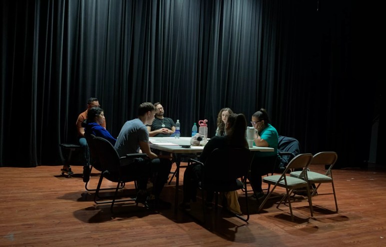A group of actors during rehearsal at Dallas' Bishop Arts Theatre Center, which is putting racial equality on center stage with a series of one-act plays.