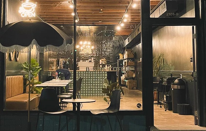 The interior of B-Side Coffee in Oak Cliff