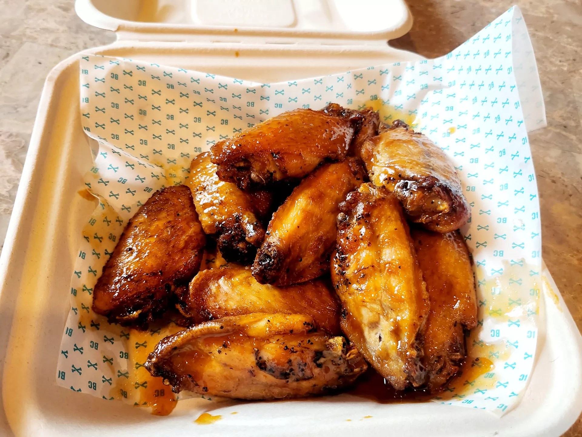 Honey habanero wings.