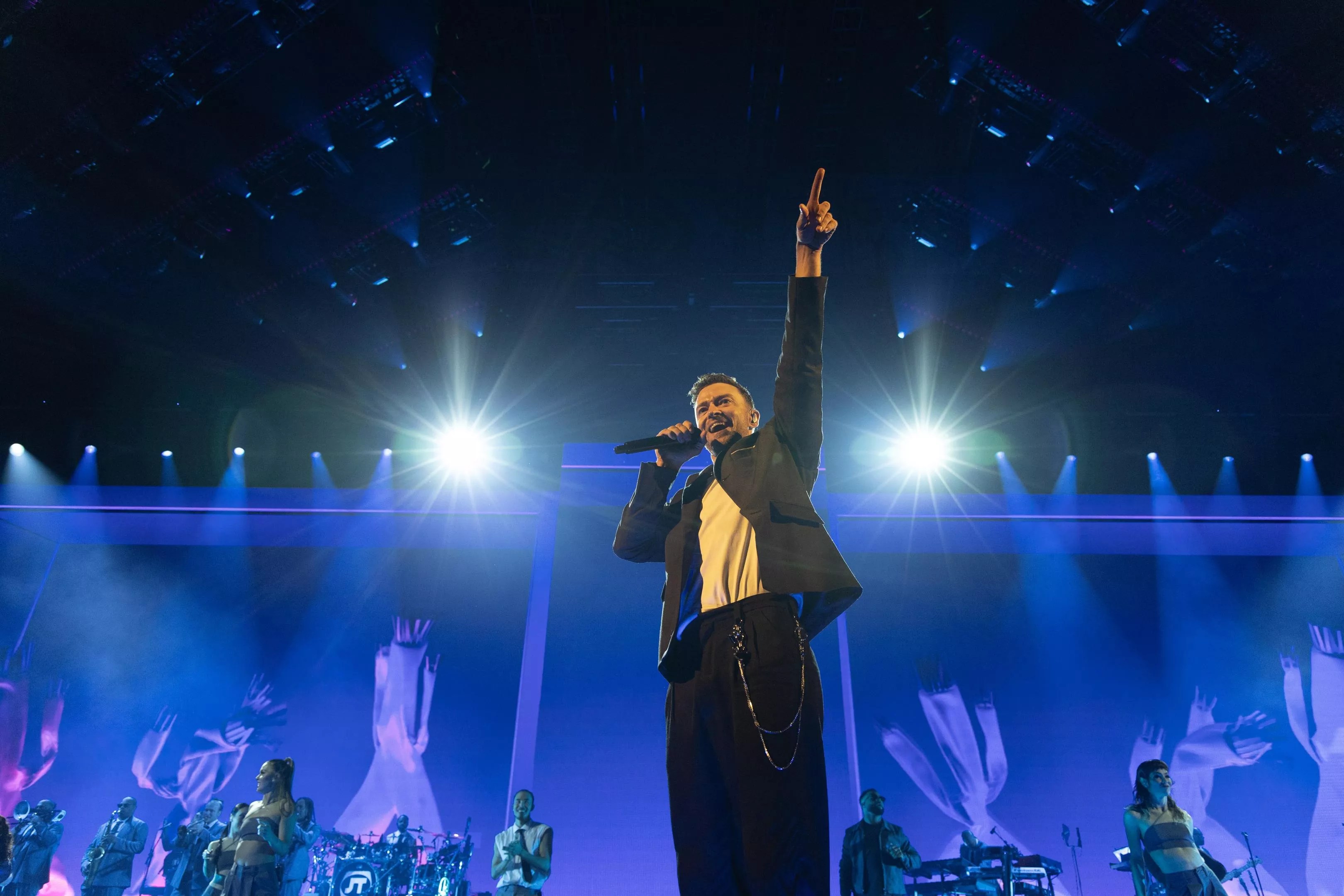 Justin Timberlake performs onstage during his "The Forget Tomorrow" world tour at Rogers Arena on April 29, 2024 in Vancouver, British Columbia