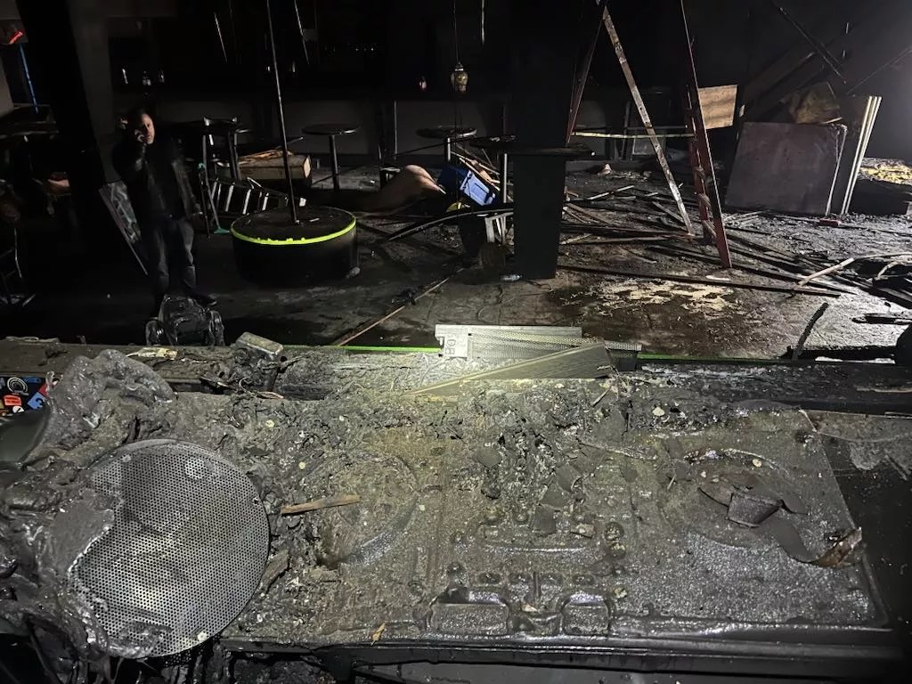 The burning site of Dallas club Jack's House.