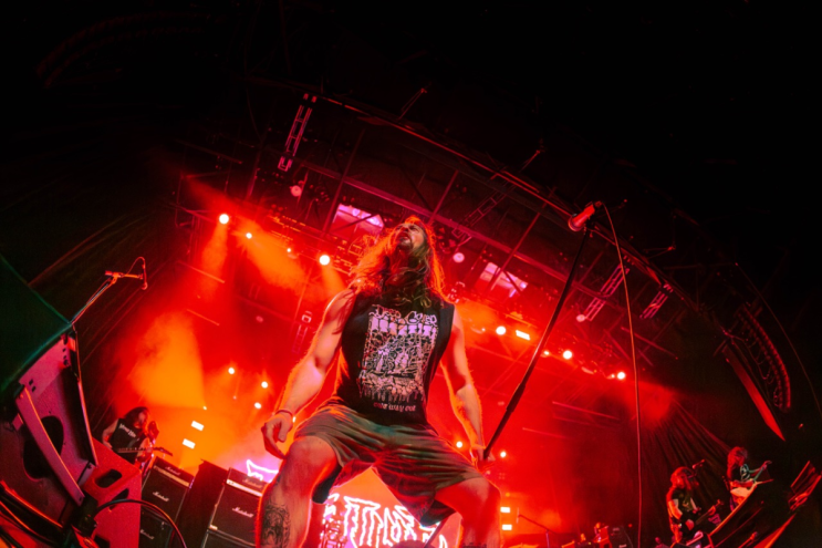 Metal band playing on stage